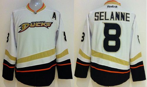 Ducks #8 Teemu Selanne White Stitched NHL Jersey