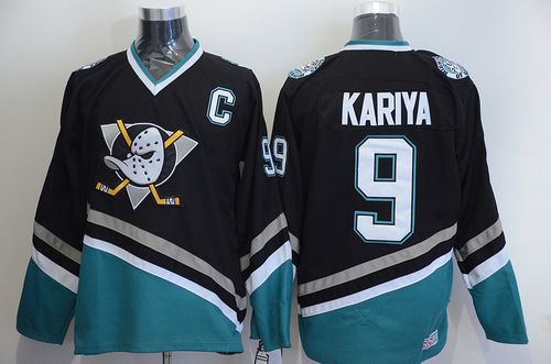 Ducks #9 Paul Kariya Black CCM Throwback Stitched NHL Jersey
