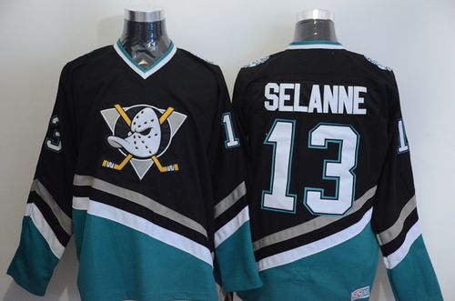 Ducks #13 Teemu Selanne Black CCM Throwback Stitched NHL Jersey