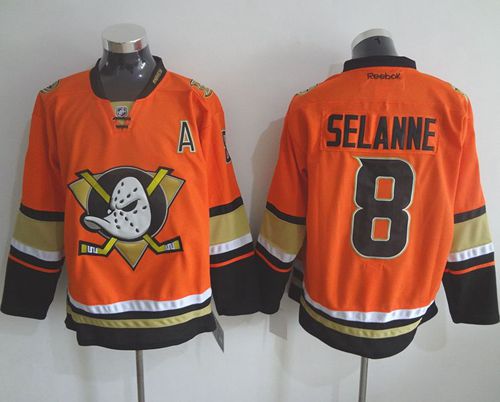 Ducks #8 Teemu Selanne Orange Alternate Stitched NHL Jersey