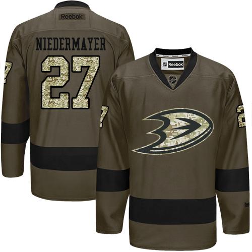 Ducks #27 Niedermayer Green Salute to Service Stitched NHL Jersey