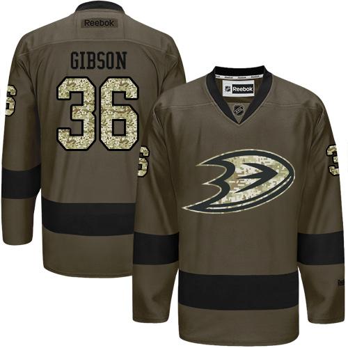 Ducks #36 John Gibson Green Salute to Service Stitched NHL Jersey