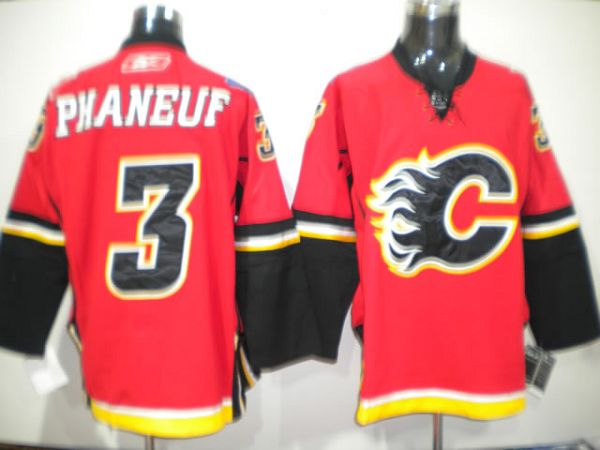 Flames #3 Dion Phaneuf Stitched Red NHL Jersey