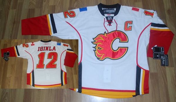Flames #12 Jarome Iginla Stitched White NHL Jersey