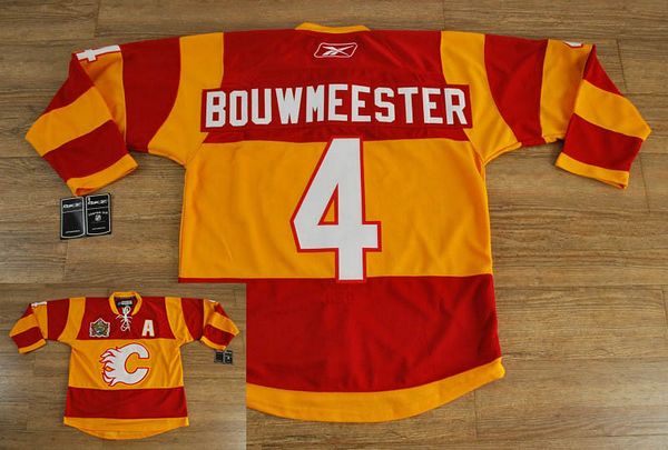 Flames #4 Jay Bouwmeester Stitched Red/Orange 2011 Winter Classic NHL Jersey