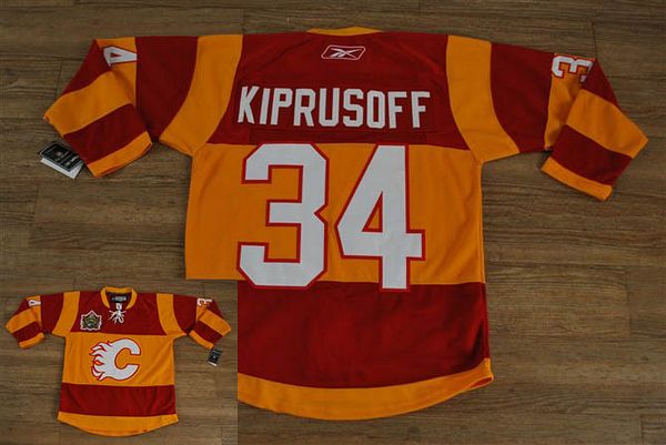 Flames #34 Miikka Kiprusoff Stitched Red/Orange 2011 Winter Classic NHL Jersey