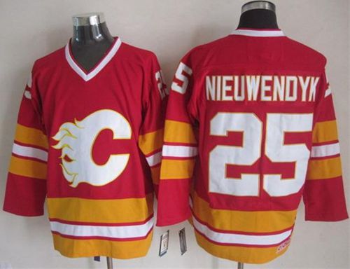 Flames #25 Joe Nieuwendyk Red CCM Throwback Stitched NHL Jersey