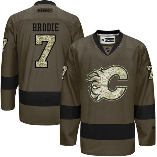 Flames #7 TJ Brodie Green Salute to Service Stitched NHL Jersey