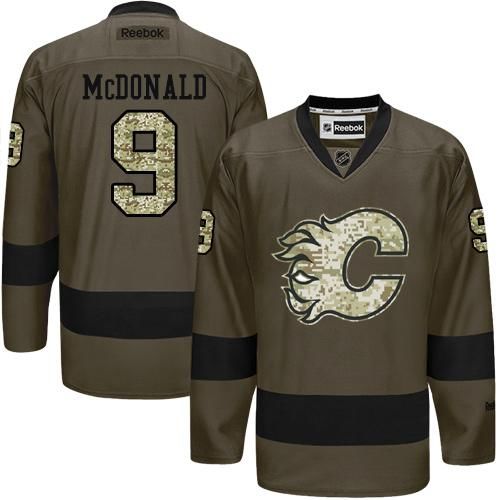 Flames #9 Lanny McDonald Green Salute to Service Stitched NHL Jersey