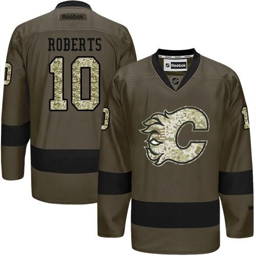 Flames #10 Gary Roberts Green Salute to Service Stitched NHL Jersey