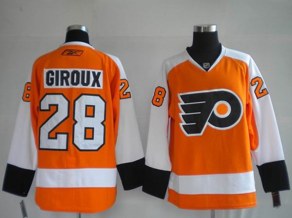 Flyers #28 Claude Giroux Stitched Orange NHL Jersey
