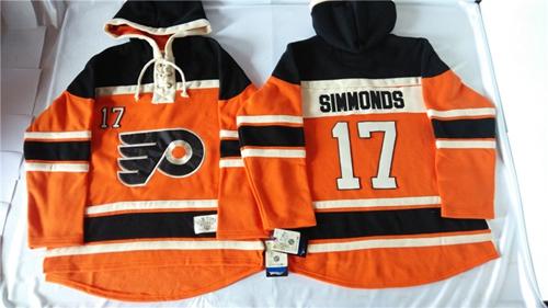 Flyers #17 Wayne Simmonds Orange Sawyer Hooded Sweatshirt Stitched NHL Jersey