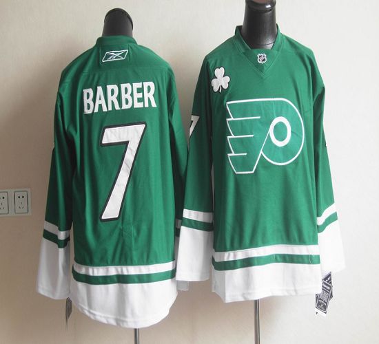 Flyers St Patty's Day #7 Bill Barber Green Stitched NHL Jersey