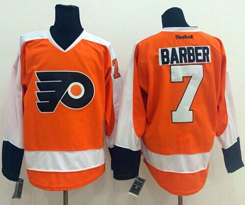 Flyers #7 Bill Barber Orange Stitched NHL Jersey