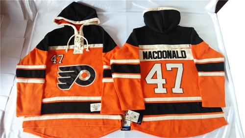Flyers #47 Andrew MacDonald Orange Sawyer Hooded Sweatshirt Stitched NHL Jersey
