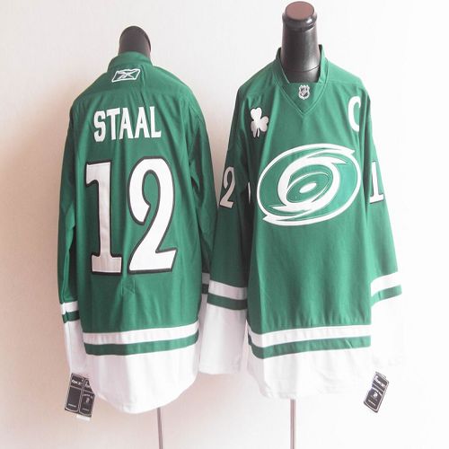 Hurricanes St Patty's Day #12 Eric Staal Green Stitched NHL Jersey