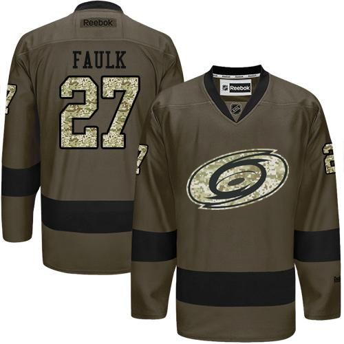 Hurricanes #27 Justin Faulk Green Salute to Service Stitched NHL Jersey