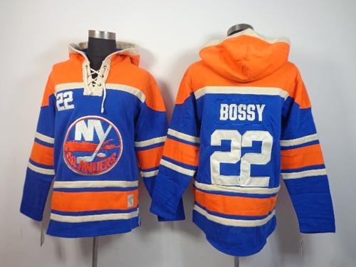 Islanders #22 Mike Bossy Baby Blue Sawyer Hooded Sweatshirt Stitched NHL Jersey