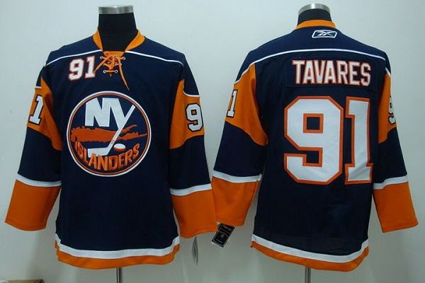 Islanders #91 John Tavares Stitched Dark Blue NHL Jersey