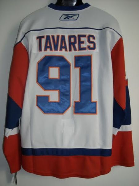 Islanders #91 John Tavares Stitched White NHL Jersey