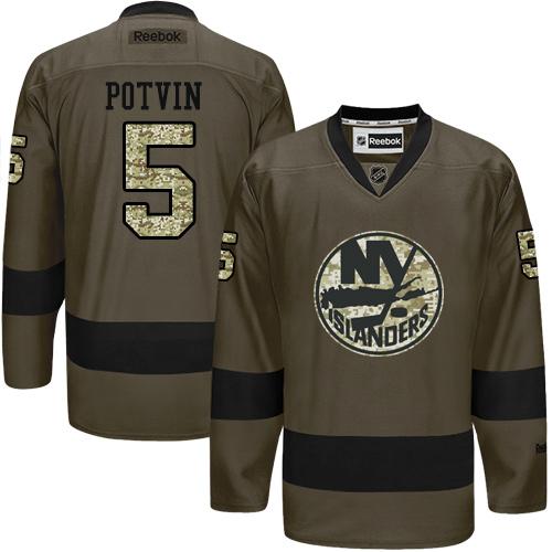 Islanders #5 Denis Potvin Green Salute to Service Stitched NHL Jersey