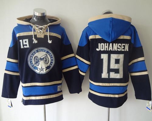 Blue Jackets #19 Ryan Johansen Navy Blue Sawyer Hooded Sweatshirt Stitched NHL Jersey