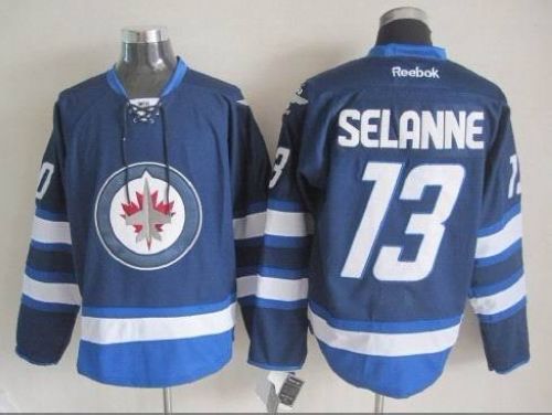 Jets #13 Teemu Selanne Dark Blue 2011 Style Stitched NHL Jersey