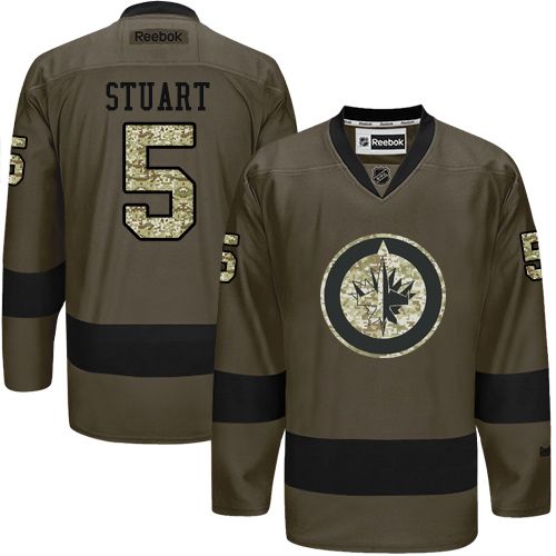 Jets #5 Mark Stuart Green Salute to Service Stitched NHL Jersey