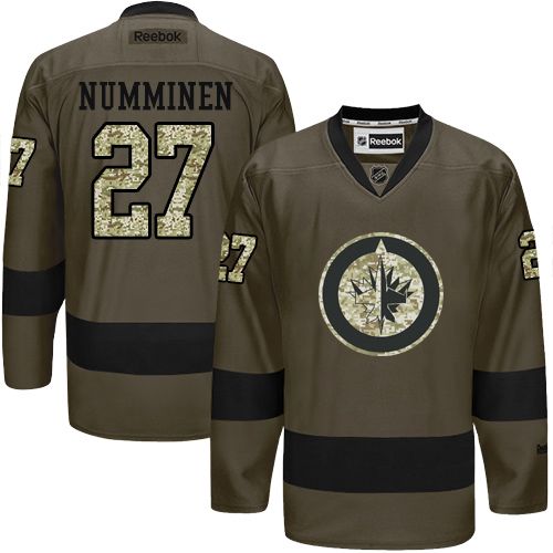 Jets #27 Teppo Numminen Green Salute to Service Stitched NHL Jersey