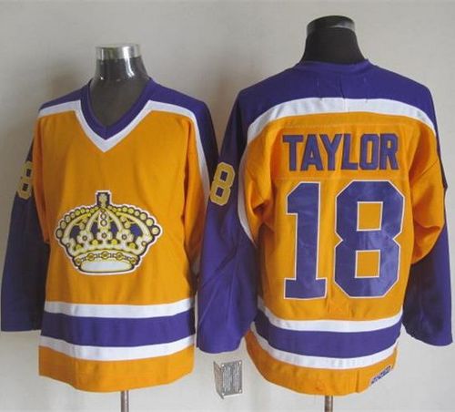 Kings #18 Dave Taylor Yellow/Purple CCM Throwback Stitched NHL Jersey