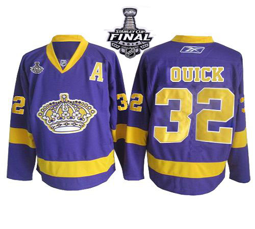 Kings #32 Jonathan Quick Purple 2014 Stanley Cup Finals Stitched NHL Jersey