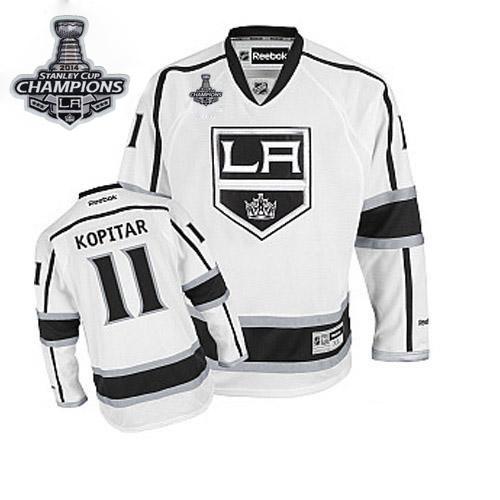 Kings #11 Anze Kopitar White Road 2014 Stanley Cup Champions Stitched NHL Jersey