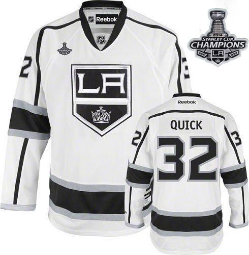 Kings #32 Jonathan Quick White Road 2014 Stanley Cup Champions Stitched NHL Jersey