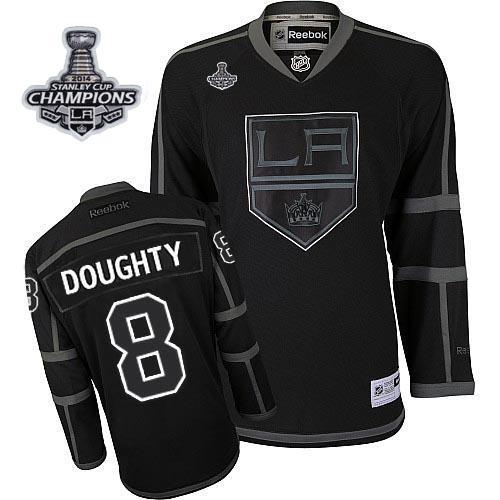 Kings #8 Drew Doughty Black Ice 2014 Stanley Cup Champions Stitched NHL Jersey
