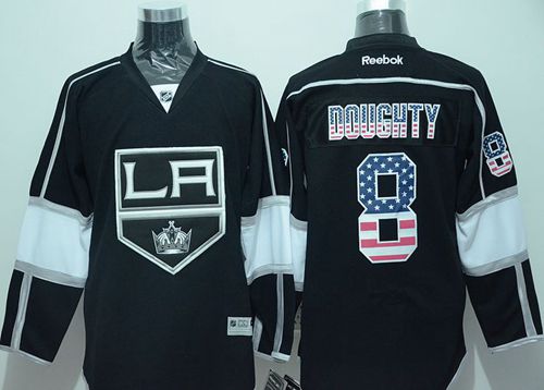 Kings #8 Drew Doughty Black USA Flag Fashion Stitched NHL Jersey