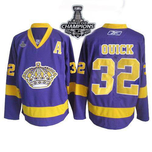 Kings #32 Jonathan Quick Purple 2014 Stanley Cup Champions Stitched NHL Jersey