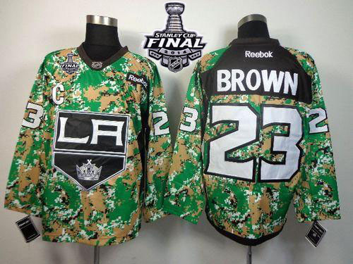 Kings #23 Dustin Brown Camo Veterans Day Practice 2014 Stanley Cup Finals Stitched NHL Jersey