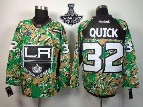 Kings #32 Jonathan Quick Camo Veterans Day Practice 2014 Stanley Cup Champions Stitched NHL Jersey