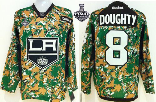 Kings #8 Drew Doughty Camo Veterans Day Practice 2014 Stanley Cup Finals Stitched NHL Jersey