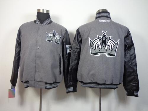 Los Angeles Kings Blank Satin Button Up Grey NHL Jacket