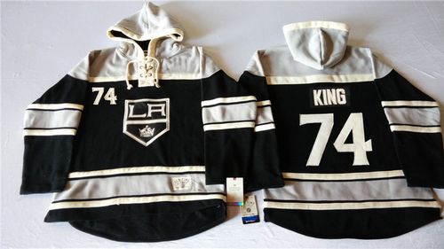 Kings #74 Dwight King Black Sawyer Hooded Sweatshirt Stitched NHL Jersey