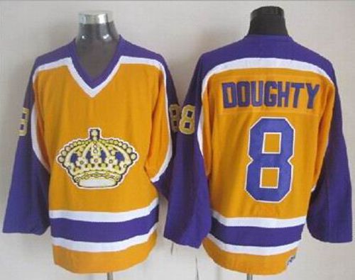 Kings #8 Drew Doughty Yellow CCM Throwback Stitched NHL Jersey