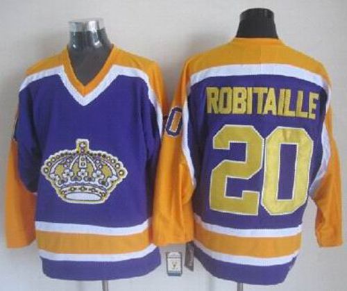 Kings #20 Luc Robitaille Purple CCM Throwback Stitched NHL Jersey