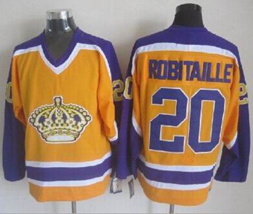 Kings #20 Luc Robitaille Yellow CCM Throwback Stitched NHL Jersey