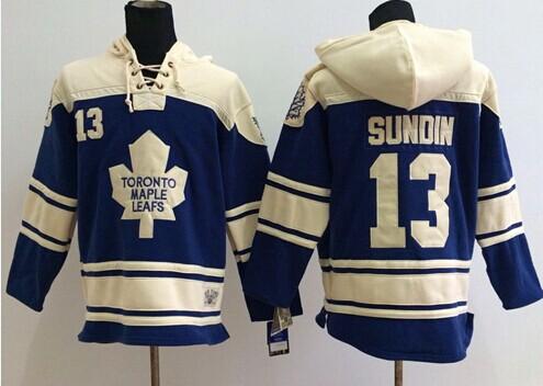 Maple Leafs #13 Mats Sundin Blue Sawyer Hooded Sweatshirt Stitched NHL Jersey