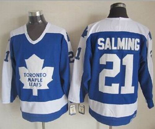 Maple Leafs #21 Borje Salming Blue/White CCM Throwback Stitched NHL Jersey