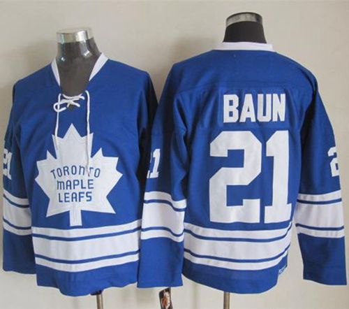 Maple Leafs #21 Bobby Baun Blue CCM Throwback Third Stitched NHL Jersey