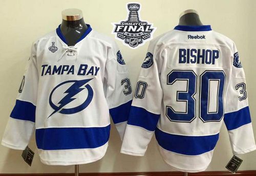 Lightning #30 Ben Bishop White 2015 Stanley Cup Stitched NHL Jersey