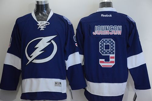 Lightning #9 Tyler Johnson Blue USA Flag Fashion Stitched NHL Jersey