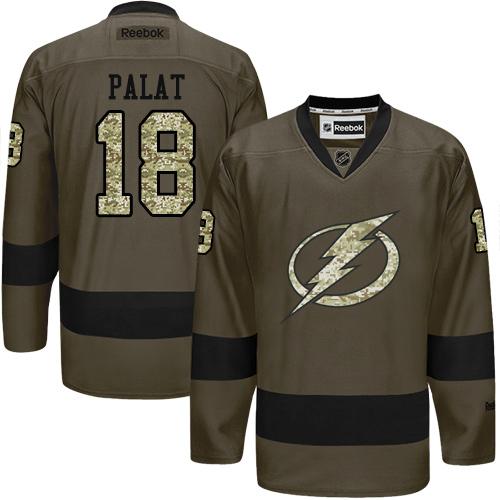 Lightning #18 Ondrej Palat Green Salute to Service Stitched NHL Jersey
